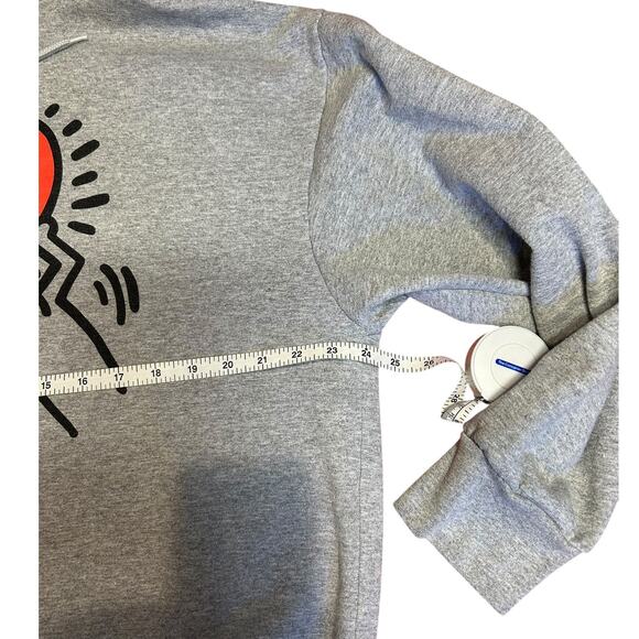 KEITH HARING Dancing Heart Black Pullover Hoodie Cropped for Men or Women XXL - Picture 5 of 6